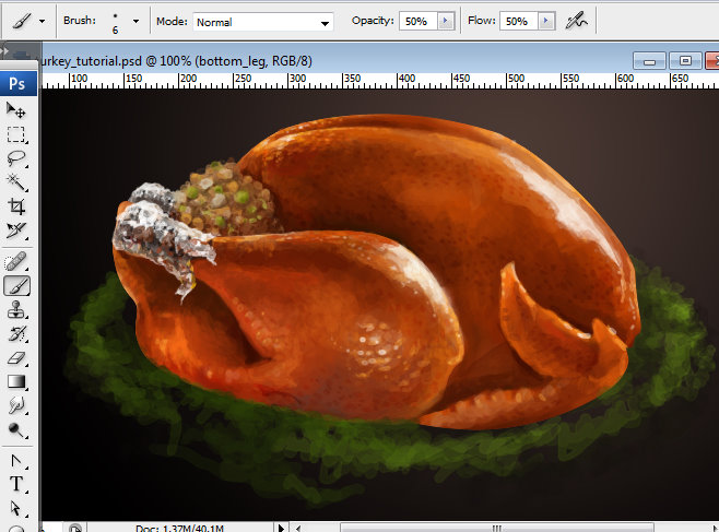 Awesome digital Roasted Thanksgiving turkey illustration in Photoshop